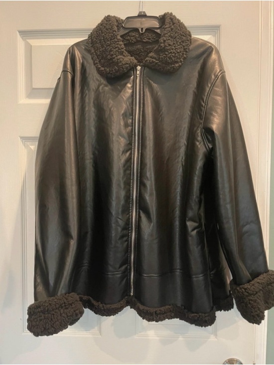 Other - Mens Faux Leather Sherpa Lined Jacket - Black